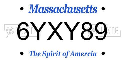 6YXY89 Massachusetts License Plate