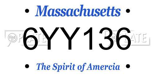 6YY136 Massachusetts License Plate