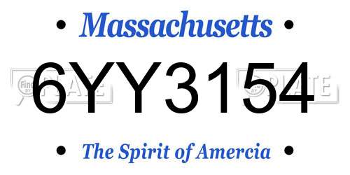 6YY3154 Massachusetts License Plate