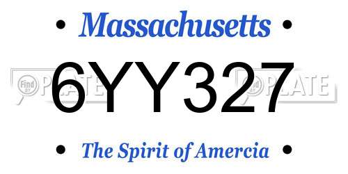 6YY327 Massachusetts License Plate