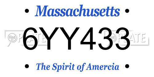 6YY433 Massachusetts License Plate
