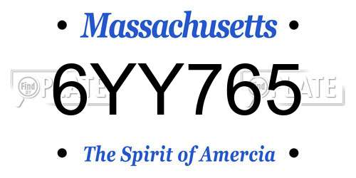 6YY765 Massachusetts License Plate