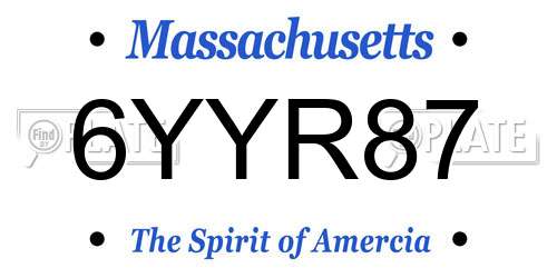 6YYR87 Massachusetts License Plate