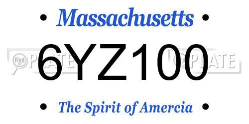 6YZ100 Massachusetts License Plate
