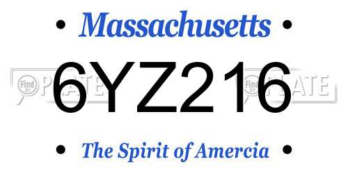 6YZ216 Massachusetts License Plate