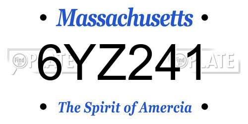 6YZ241 Massachusetts License Plate