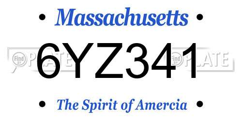 6YZ341 Massachusetts License Plate
