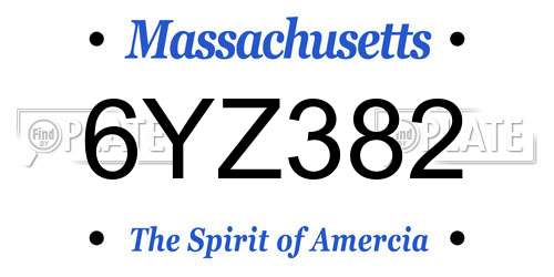6YZ382 Massachusetts License Plate
