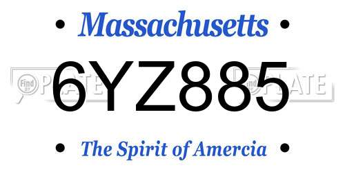 6YZ885 Massachusetts License Plate