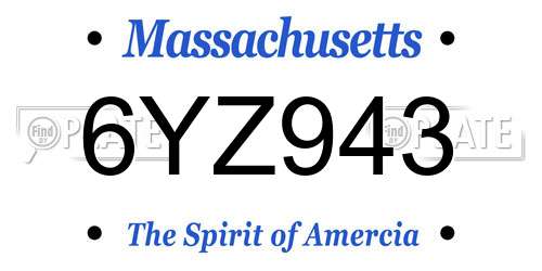 6YZ943 Massachusetts License Plate