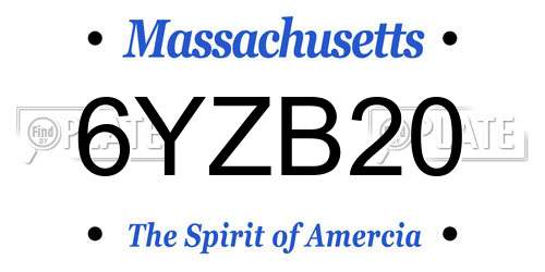 6YZB20 Massachusetts License Plate