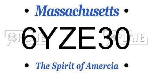 6YZE30 Massachusetts License Plate