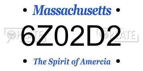 6Z02D2 Massachusetts License Plate