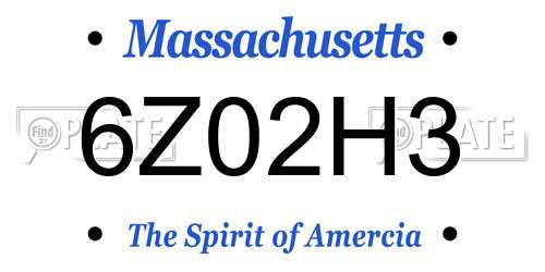 6Z02H3 Massachusetts License Plate