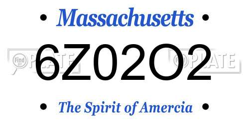 6Z02O2 Massachusetts License Plate
