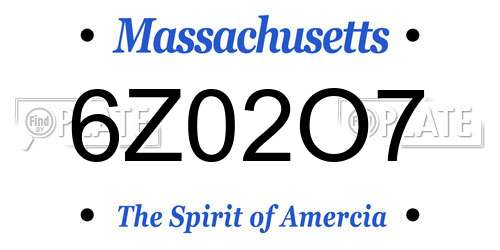6Z02O7 Massachusetts License Plate