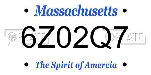 6Z02Q7 Massachusetts License Plate