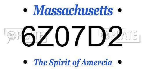 6Z07D2 Massachusetts License Plate