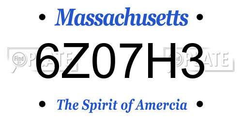 6Z07H3 Massachusetts License Plate