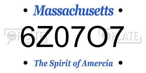 6Z07O7 Massachusetts License Plate