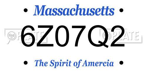 6Z07Q2 Massachusetts License Plate