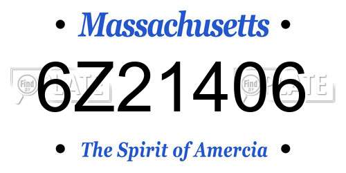 6Z21406 Massachusetts License Plate