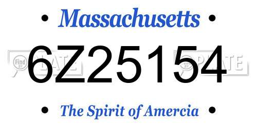 6Z25154 Massachusetts License Plate