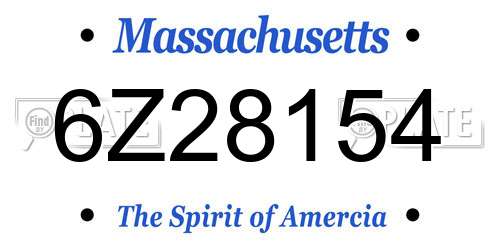 6Z28154 Massachusetts License Plate