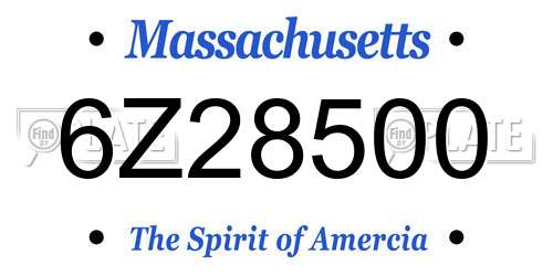 6Z28500 Massachusetts License Plate