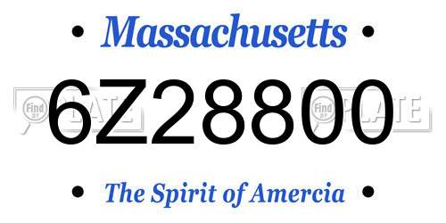 6Z28800 Massachusetts License Plate