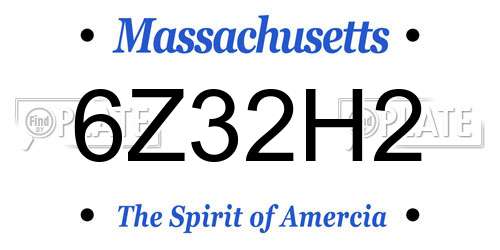6Z32H2 Massachusetts License Plate