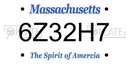 6Z32H7 Massachusetts License Plate