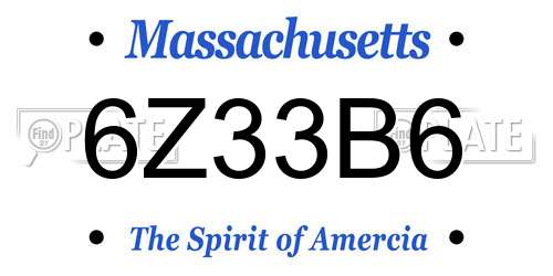 6Z33B6 Massachusetts License Plate