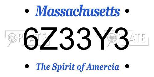 6Z33Y3 Massachusetts License Plate
