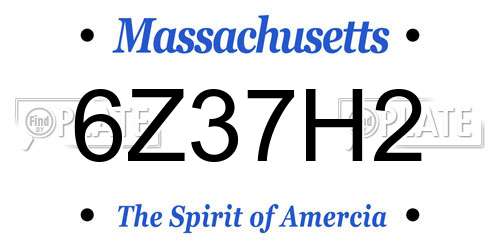 6Z37H2 Massachusetts License Plate