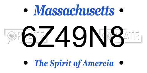 6Z49N8 Massachusetts License Plate