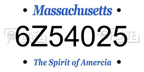 6Z54025 Massachusetts License Plate