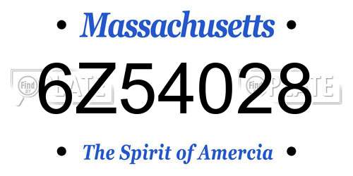 6Z54028 Massachusetts License Plate