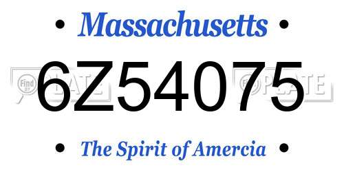 6Z54075 Massachusetts License Plate