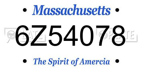 6Z54078 Massachusetts License Plate
