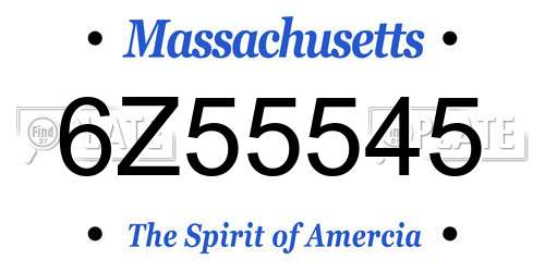 6Z55545 Massachusetts License Plate