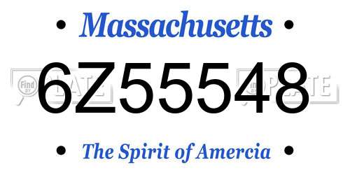 6Z55548 Massachusetts License Plate
