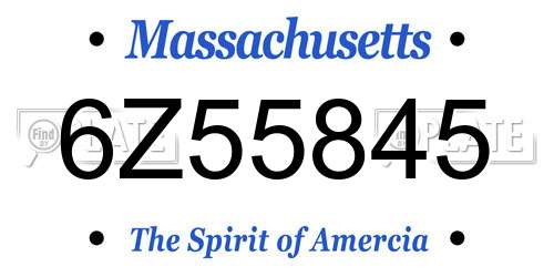 6Z55845 Massachusetts License Plate