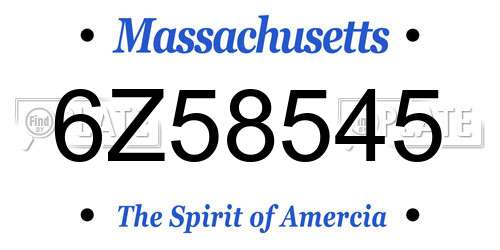 6Z58545 Massachusetts License Plate
