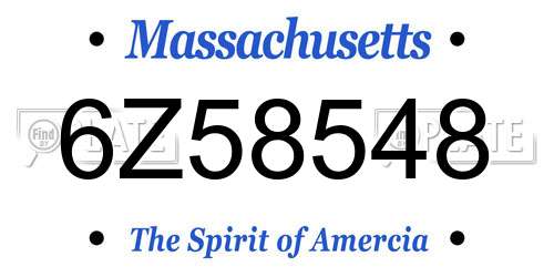 6Z58548 Massachusetts License Plate