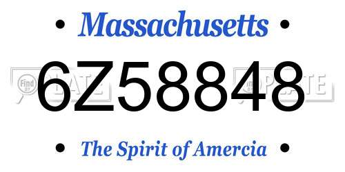 6Z58848 Massachusetts License Plate