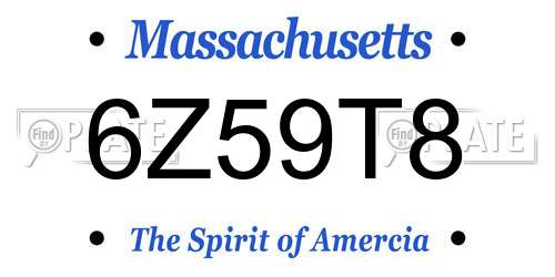 6Z59T8 Massachusetts License Plate