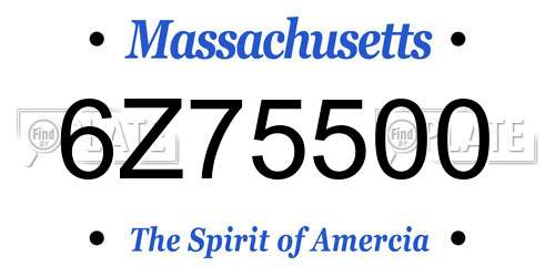 6Z75500 Massachusetts License Plate