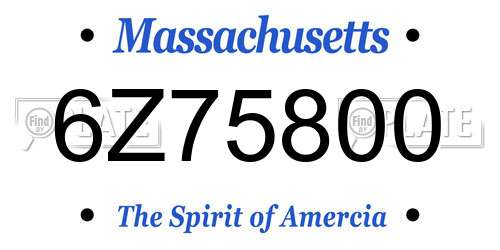 6Z75800 Massachusetts License Plate
