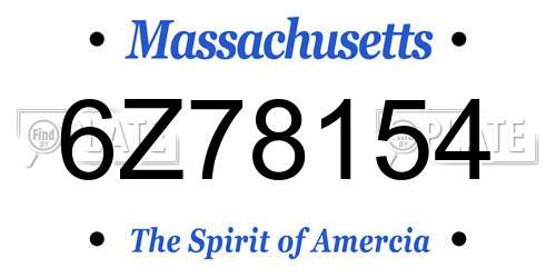 6Z78154 Massachusetts License Plate